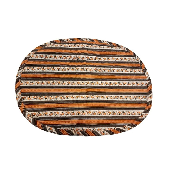 2 Vintage Retro Oval Placemats Brown Orange - Picture 3 of 8